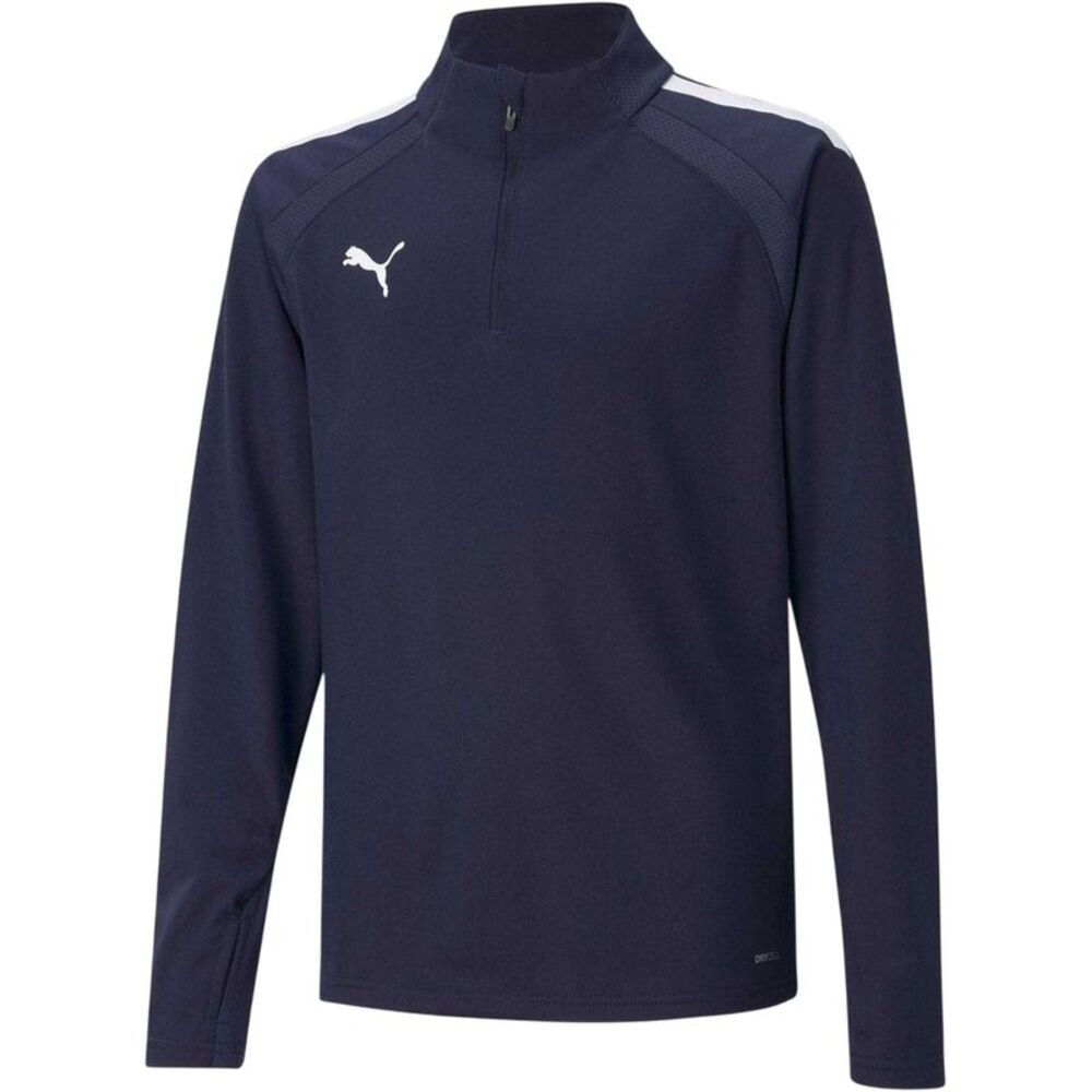 Puma Childrens/Kids TeamLIGA Quarter Zip Fleece Top / Navy